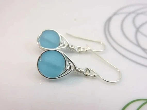 Cerulean Dream Blue Sea Glass Earrings - Premium  - Shop now at San Rocco Italia