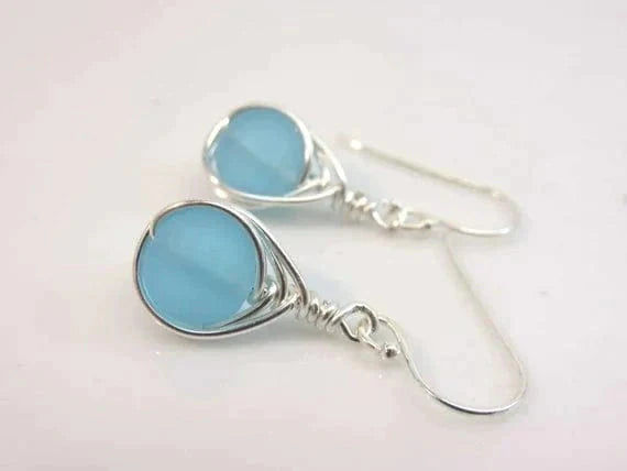 Cerulean Dream Blue Sea Glass Earrings - Premium  - Shop now at San Rocco Italia