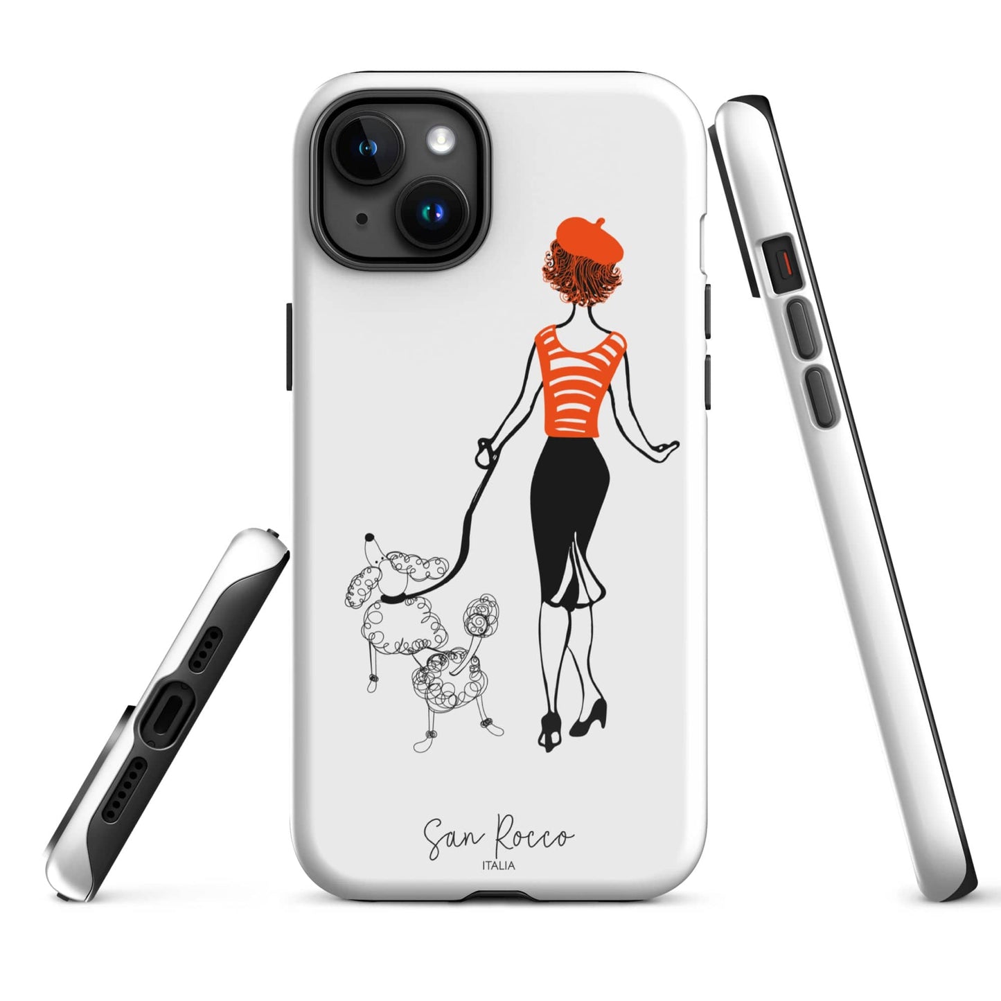Mobile Phone Cases Glossy / iPhone 15 Plus Girl with French Poodle Tough iPhone Case San Rocco Italia