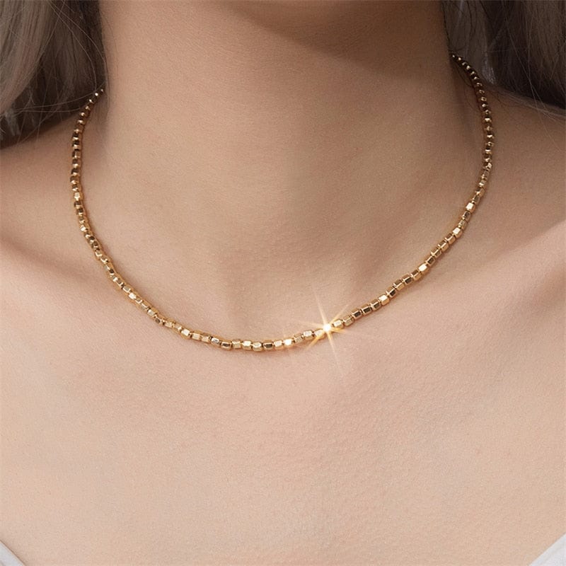 Gold Bead Choker Necklace | 14K Gold Filled - - San Rocco Italia
