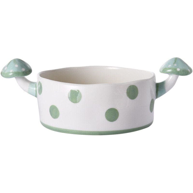 Green and White Mushroom Ceramic Mugs, Teapot, Plates and Bowls - - San Rocco Italia