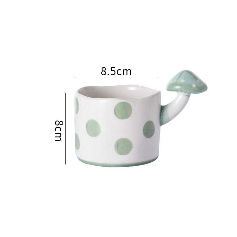 Green and White Mushroom Ceramic Mugs, Teapot, Plates and Bowls - - San Rocco Italia