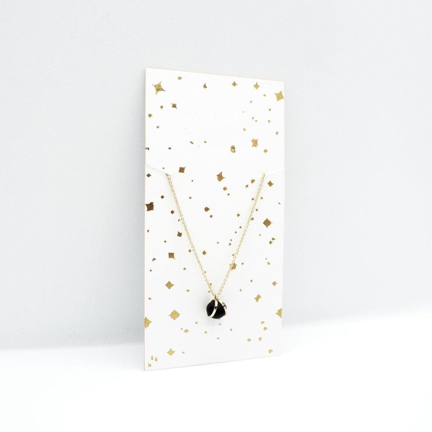 Gold Black Ball Charm Pendant Necklace