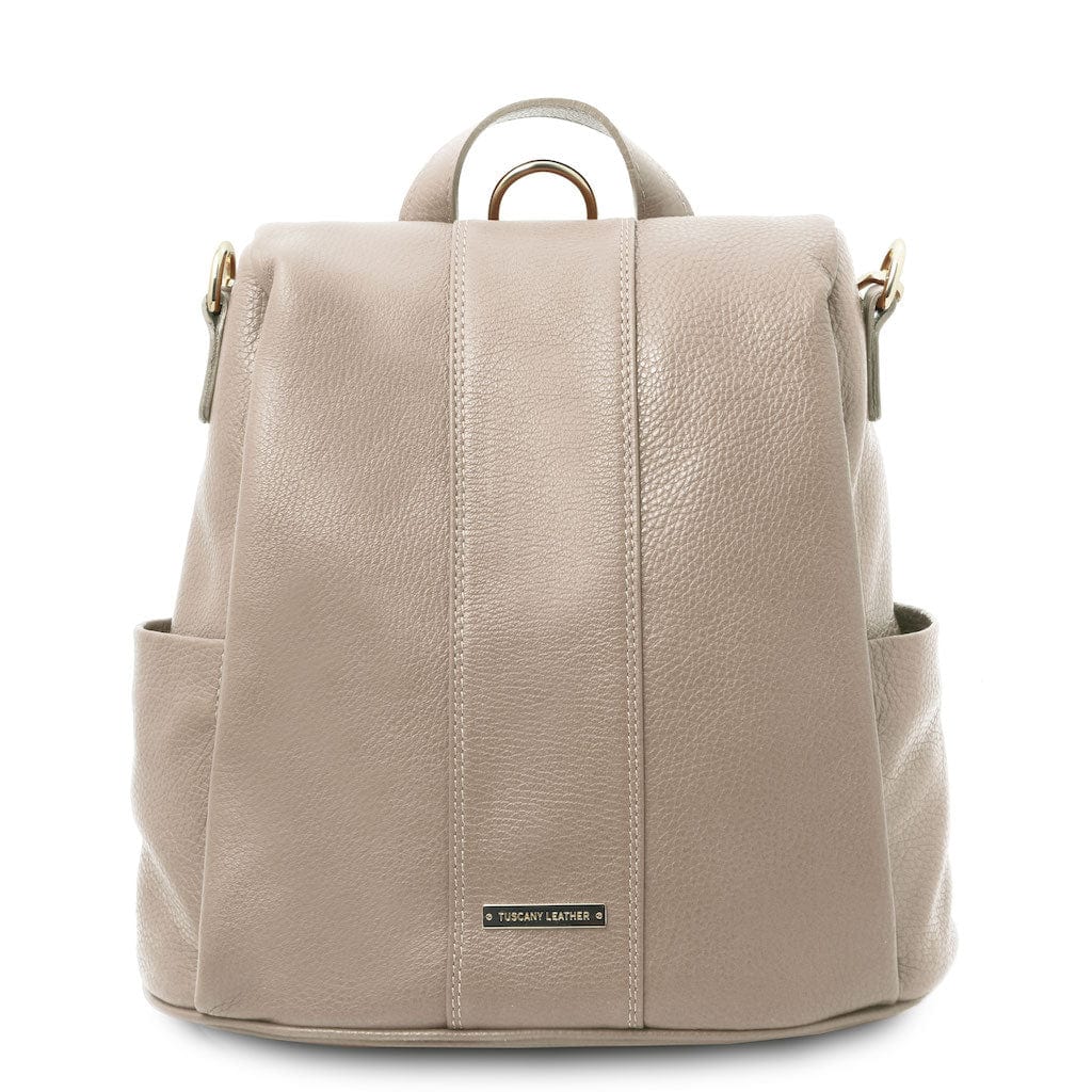 Leather Backpacks Light Taupe TL Bag - Soft leather backpack - convertible 2-in-1 backpack shoulder bag | TL142138 San Rocco Italia