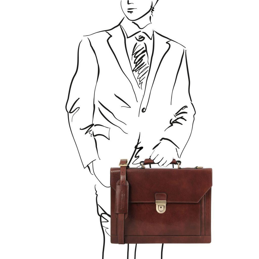 Cremona - Leather briefcase 3 compartments | TL141732 - www.sanroccoitalia.it - Leather briefcases