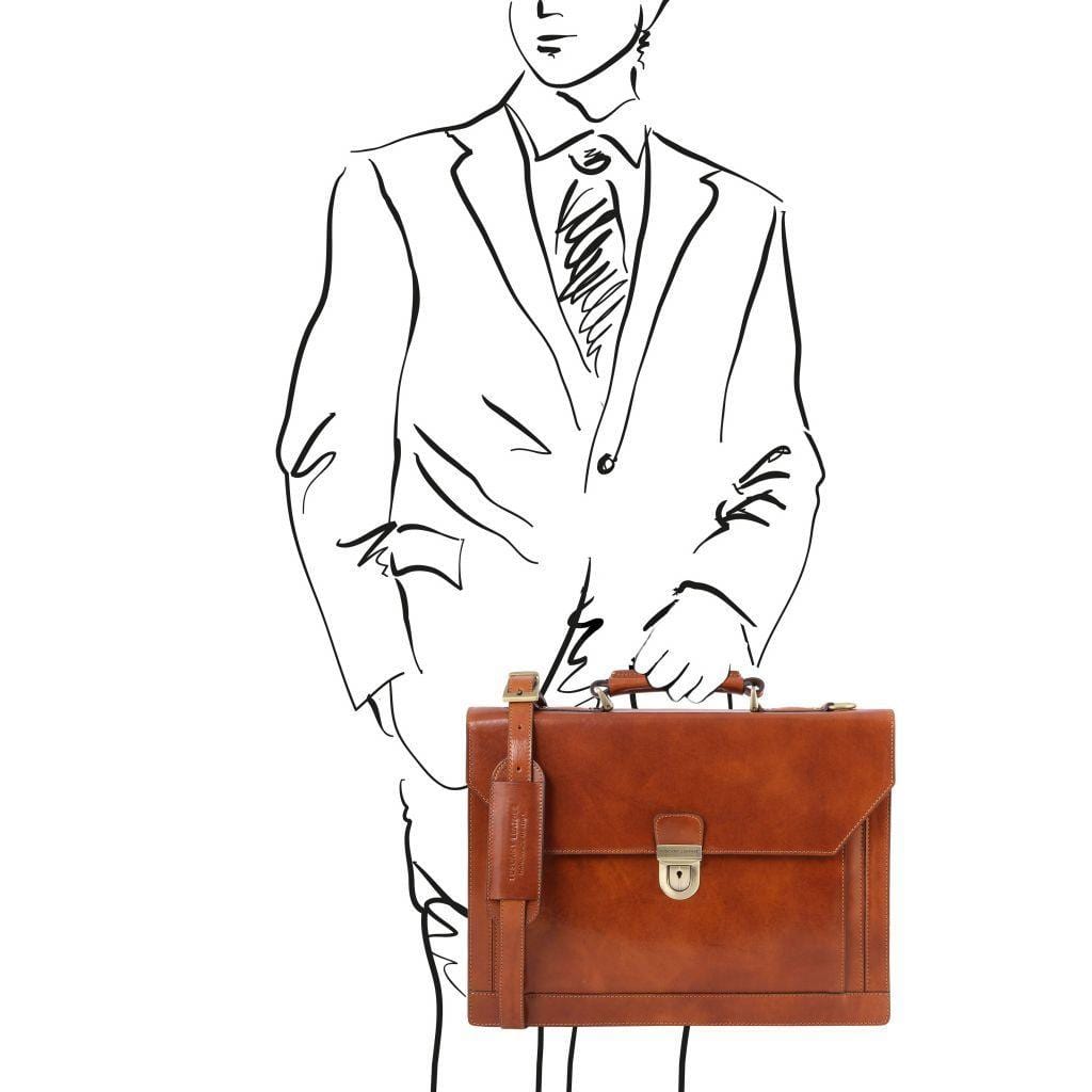 Cremona - Leather briefcase 3 compartments | TL141732 - www.sanroccoitalia.it - Leather briefcases