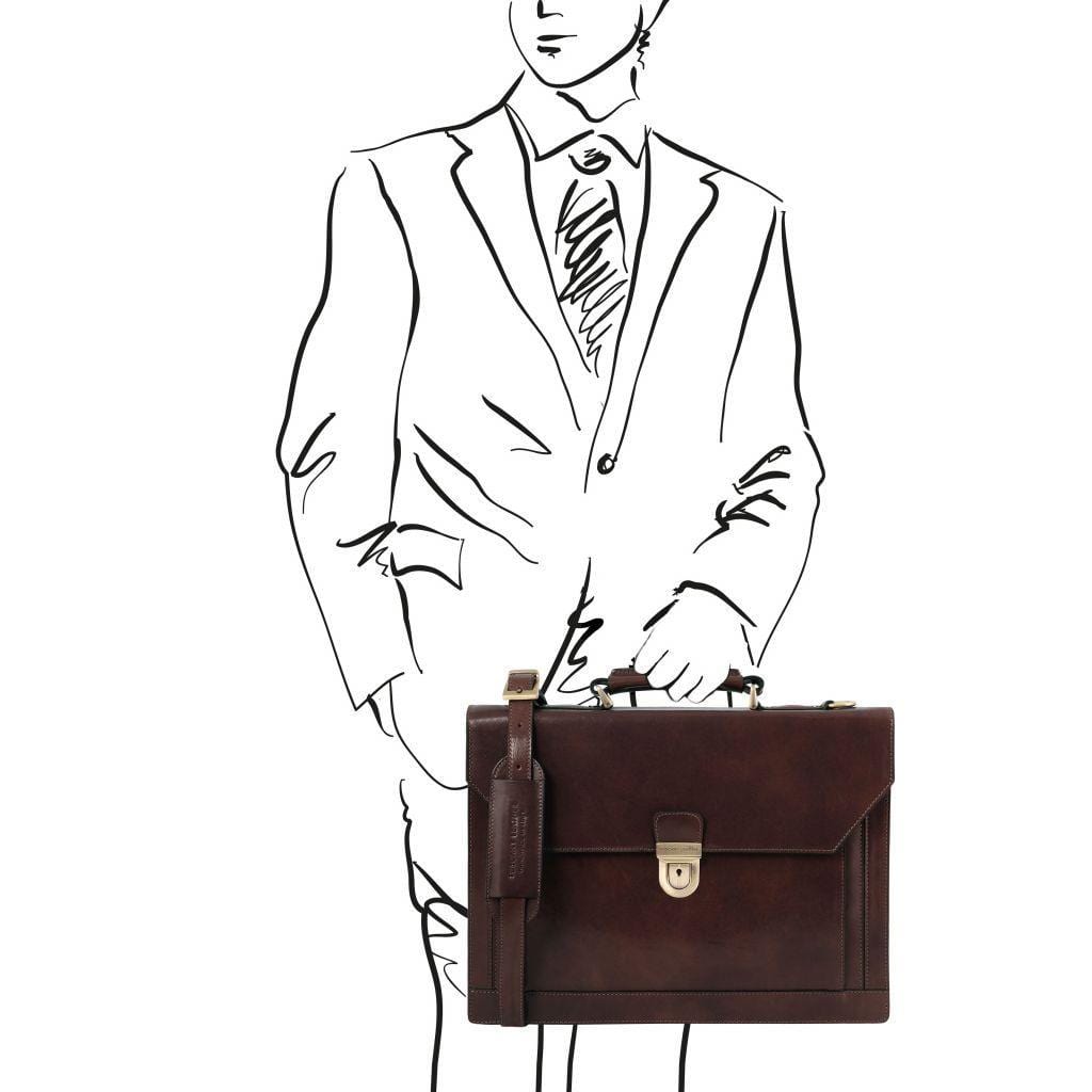 Cremona - Leather briefcase 3 compartments | TL141732 - www.sanroccoitalia.it - Leather briefcases