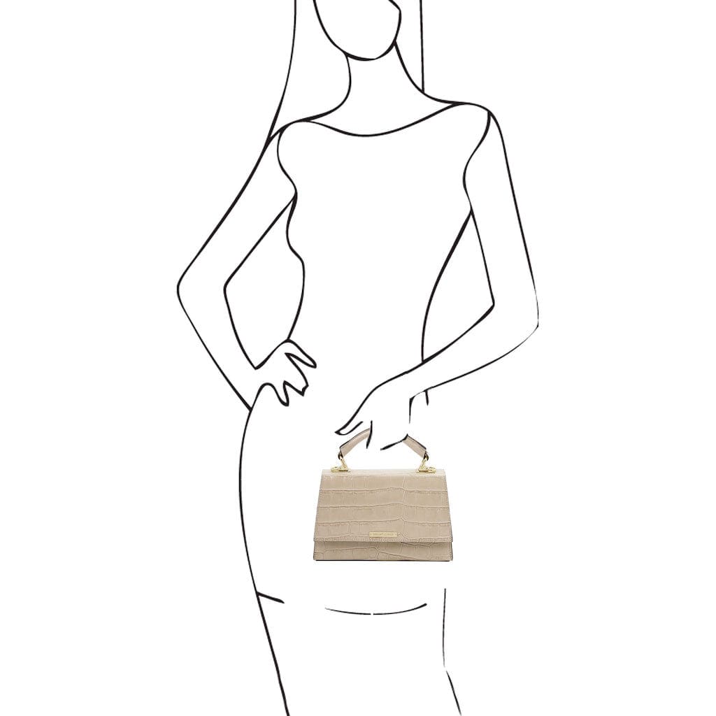 Afrodite - Croc print leather handbag | TL142300 - Premium Leather handbags - Just €126.88! Shop now at San Rocco Italia