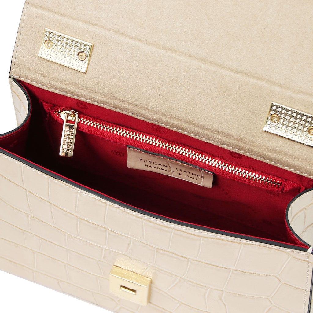 Afrodite - Croc print leather handbag | TL142300 - Premium Leather handbags - Just €126.88! Shop now at San Rocco Italia