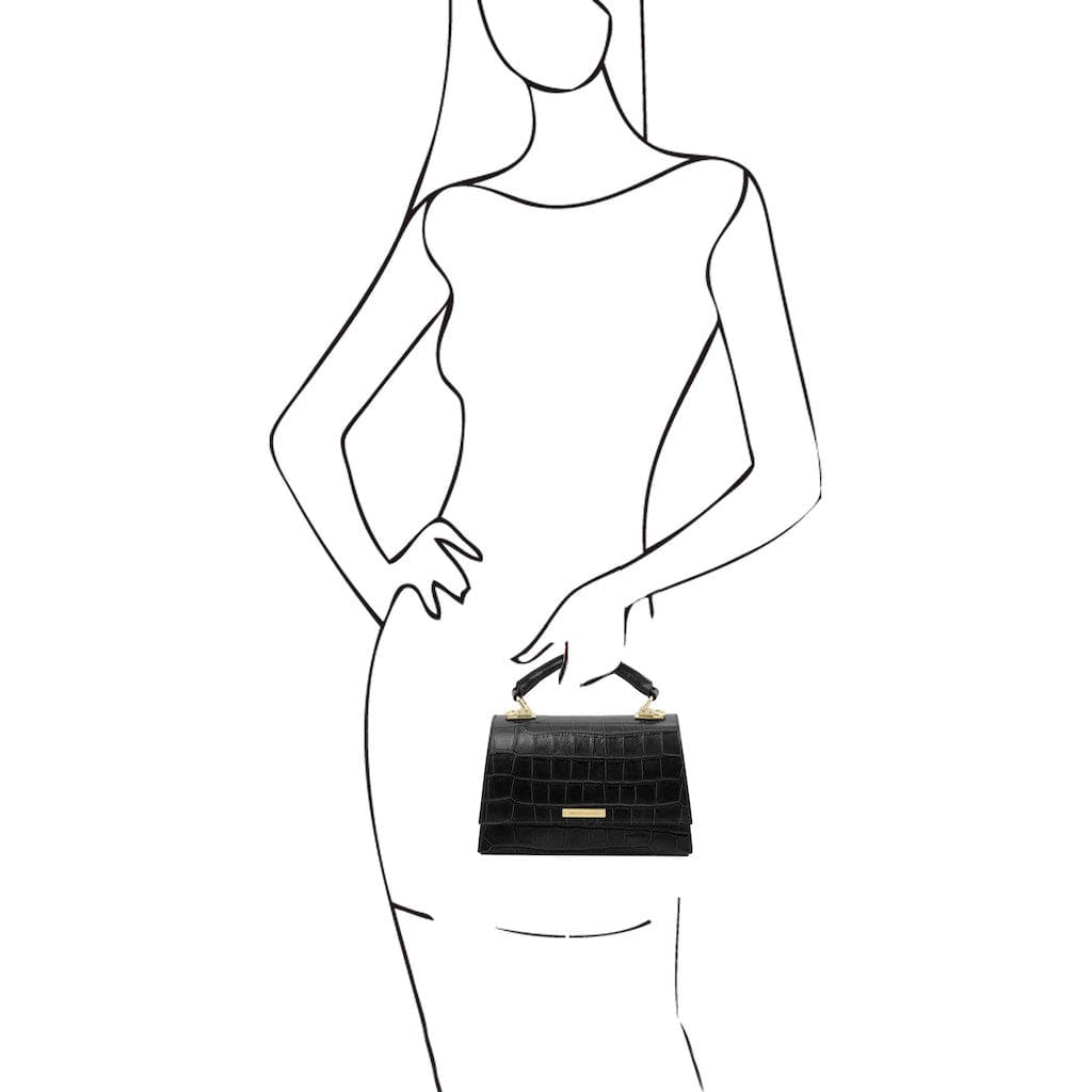 Afrodite - Croc print leather handbag | TL142300 - Premium Leather handbags - Just €126.88! Shop now at San Rocco Italia