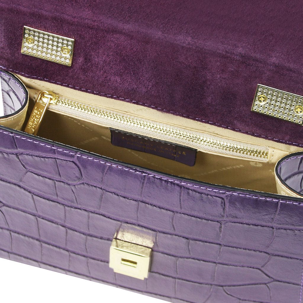 Afrodite - Croc print leather handbag | TL142300 - Premium Leather handbags - Just €126.88! Shop now at San Rocco Italia