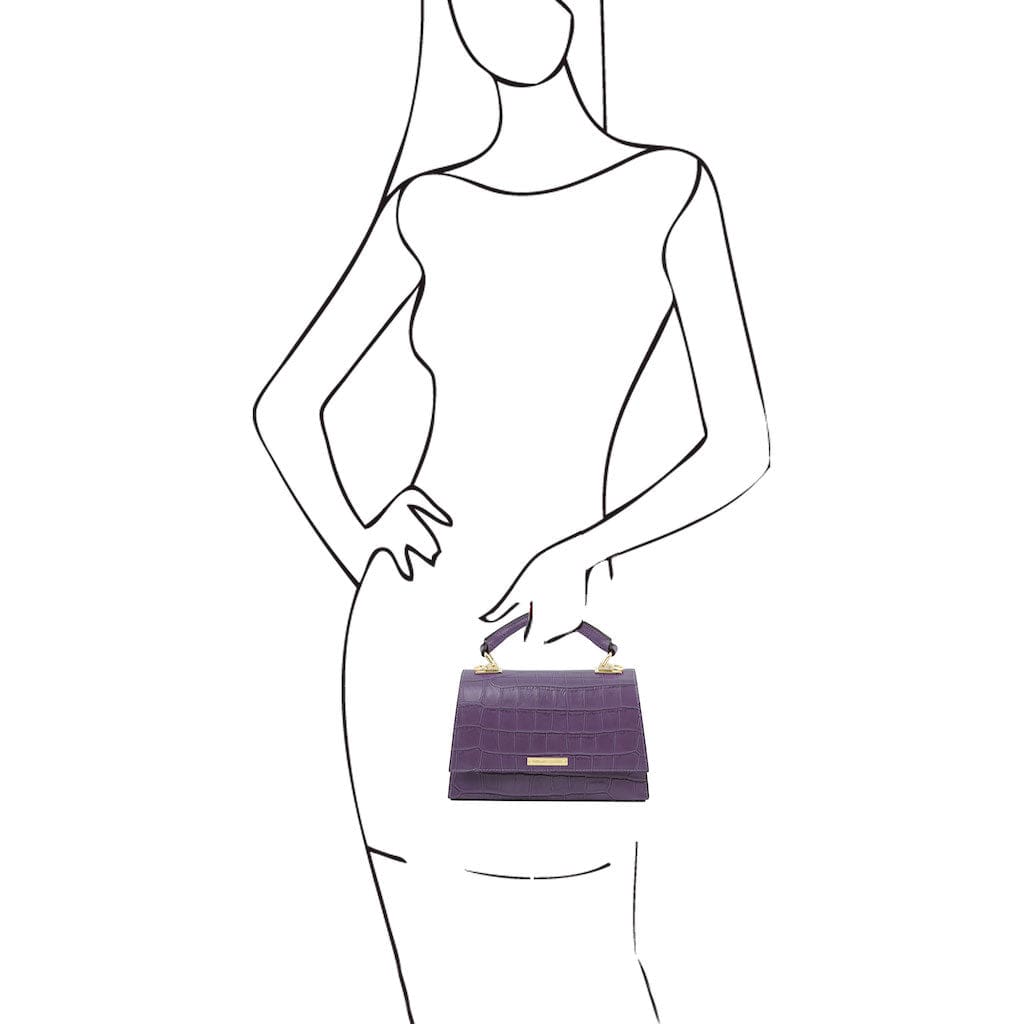 Afrodite - Croc print leather handbag | TL142300 - Premium Leather handbags - Just €126.88! Shop now at San Rocco Italia