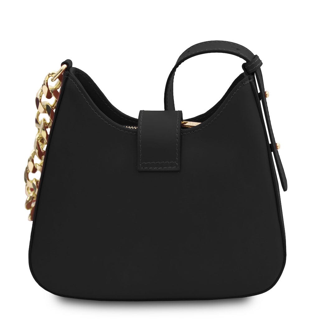 Calipso - Leather shoulder bag with leather and chain strap | TL142254 - Premium Leather handbags - Just €97.60! Shop now at San Rocco Italia