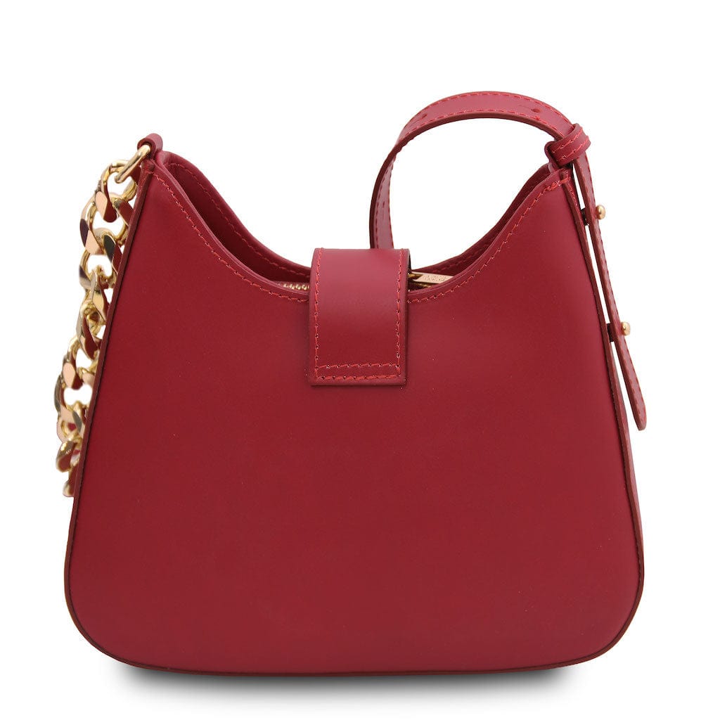 Calipso - Leather shoulder bag with leather and chain strap | TL142254 - Premium Leather handbags - Just €97.60! Shop now at San Rocco Italia