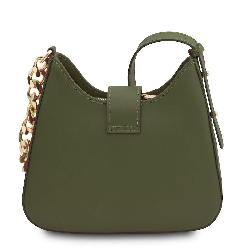 Calipso - Leather shoulder bag with leather and chain strap | TL142254 - Premium Leather handbags - Just €97.60! Shop now at San Rocco Italia