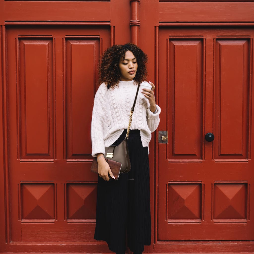 Calipso - Leather shoulder bag with leather and chain strap | TL142254 - Premium Leather handbags - Just €97.60! Shop now at San Rocco Italia