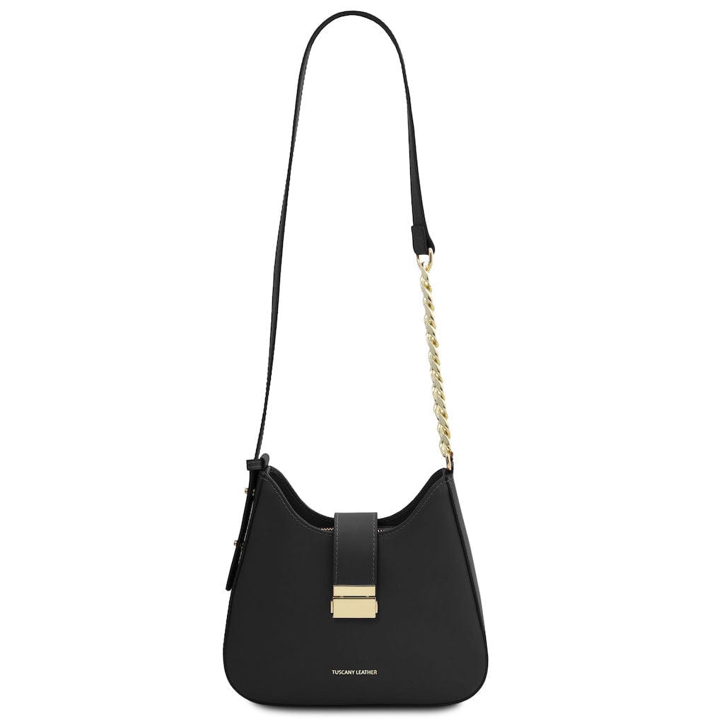Calipso - Leather shoulder bag with leather and chain strap | TL142254 - Premium Leather handbags - Just €97.60! Shop now at San Rocco Italia