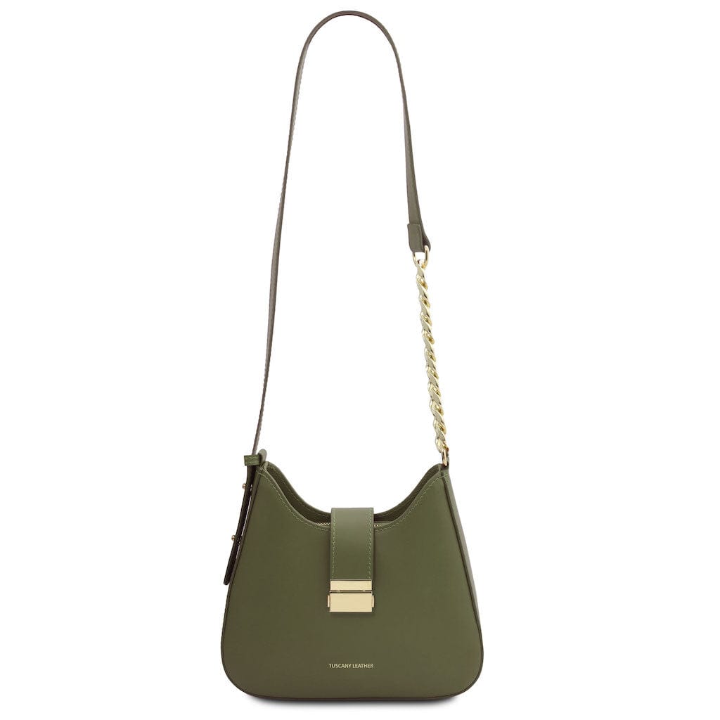 Calipso - Leather shoulder bag with leather and chain strap | TL142254 - Premium Leather handbags - Just €97.60! Shop now at San Rocco Italia