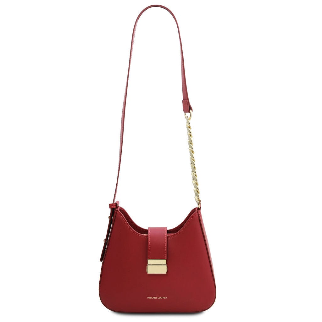 Calipso - Leather shoulder bag with leather and chain strap | TL142254 - Premium Leather handbags - Just €97.60! Shop now at San Rocco Italia