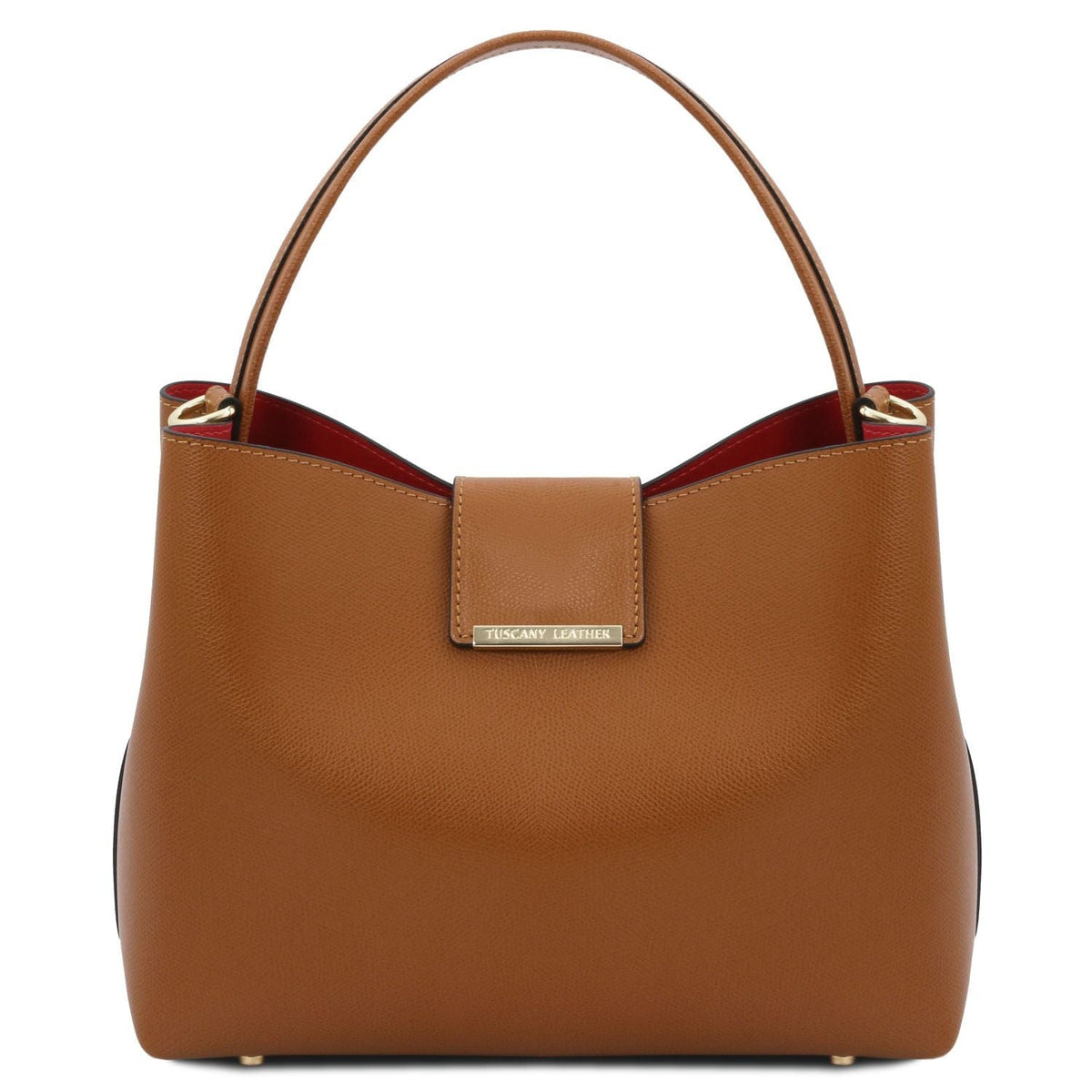 Leather handbags Cognac Clio - Palmellato leather bucket bag | TL141690 San Rocco Italia