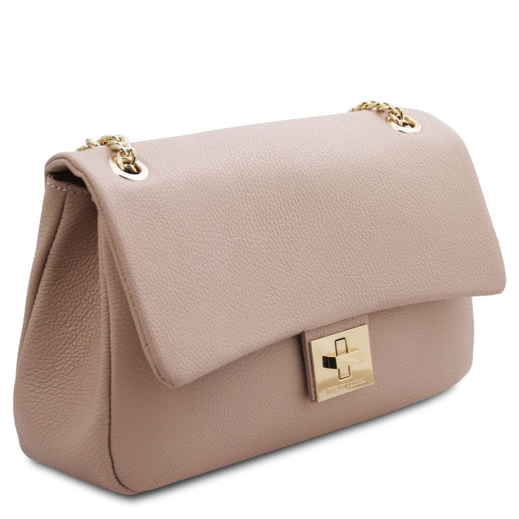 Leather handbags Elettra - Soft leather shoulder bag with chain strap | TL142353 San Rocco Italia