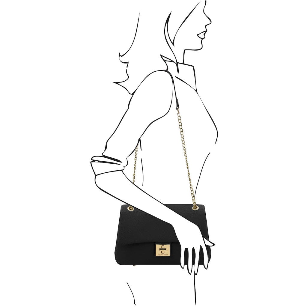 Leather handbags Elettra - Soft leather shoulder bag with chain strap | TL142353 San Rocco Italia