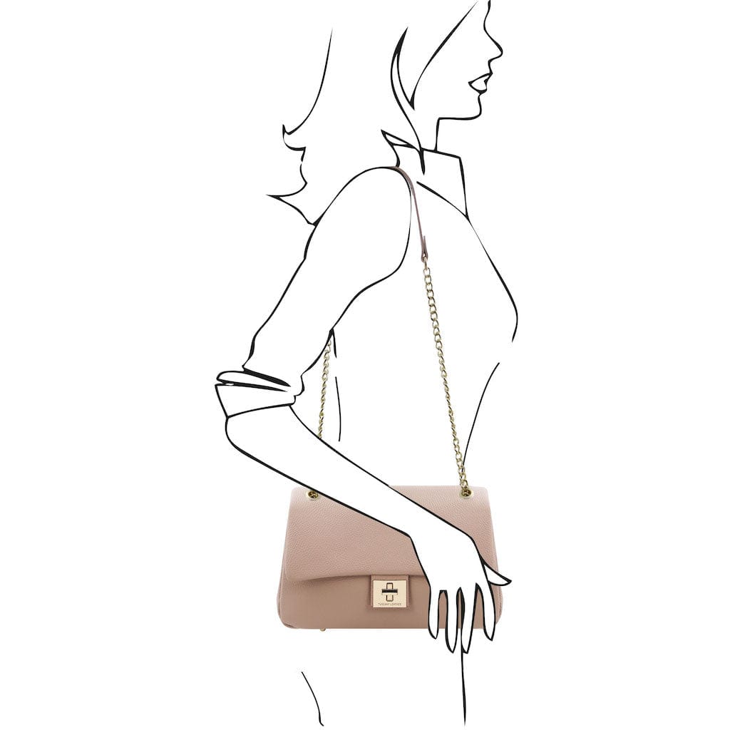 Leather handbags Elettra - Soft leather shoulder bag with chain strap | TL142353 San Rocco Italia