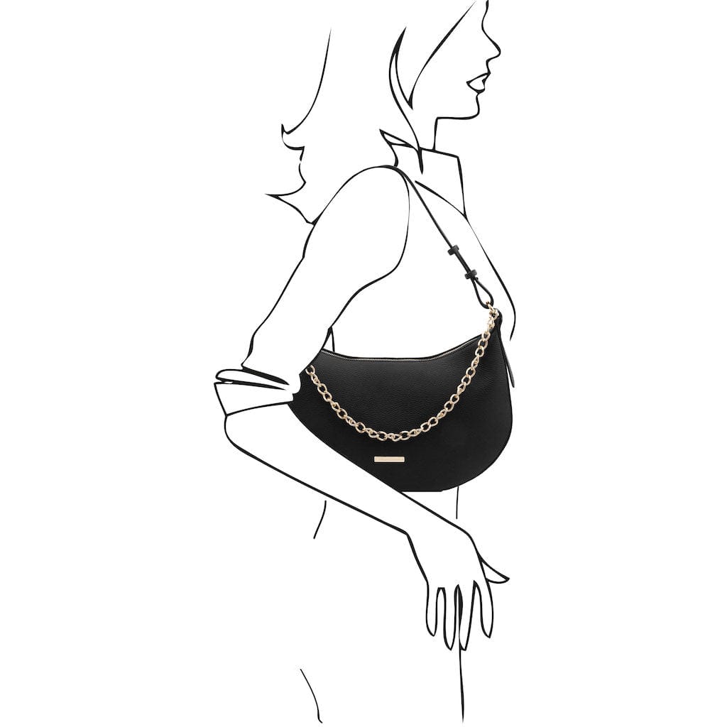Laura - Leather shoulder bag with chain strap | TL142227 - Premium Leather handbags - Just €148.84! Shop now at San Rocco Italia
