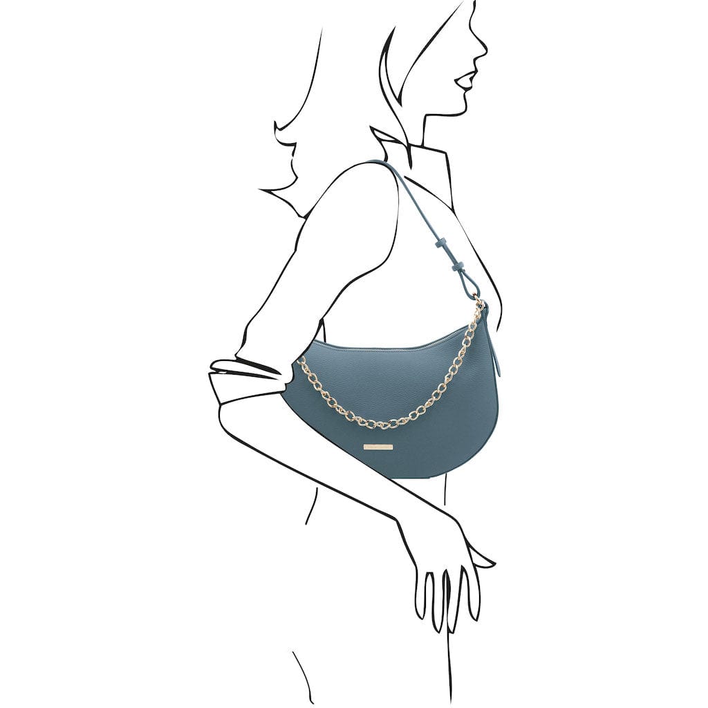 Laura - Leather shoulder bag with chain strap | TL142227 - Premium Leather handbags - Just €148.84! Shop now at San Rocco Italia