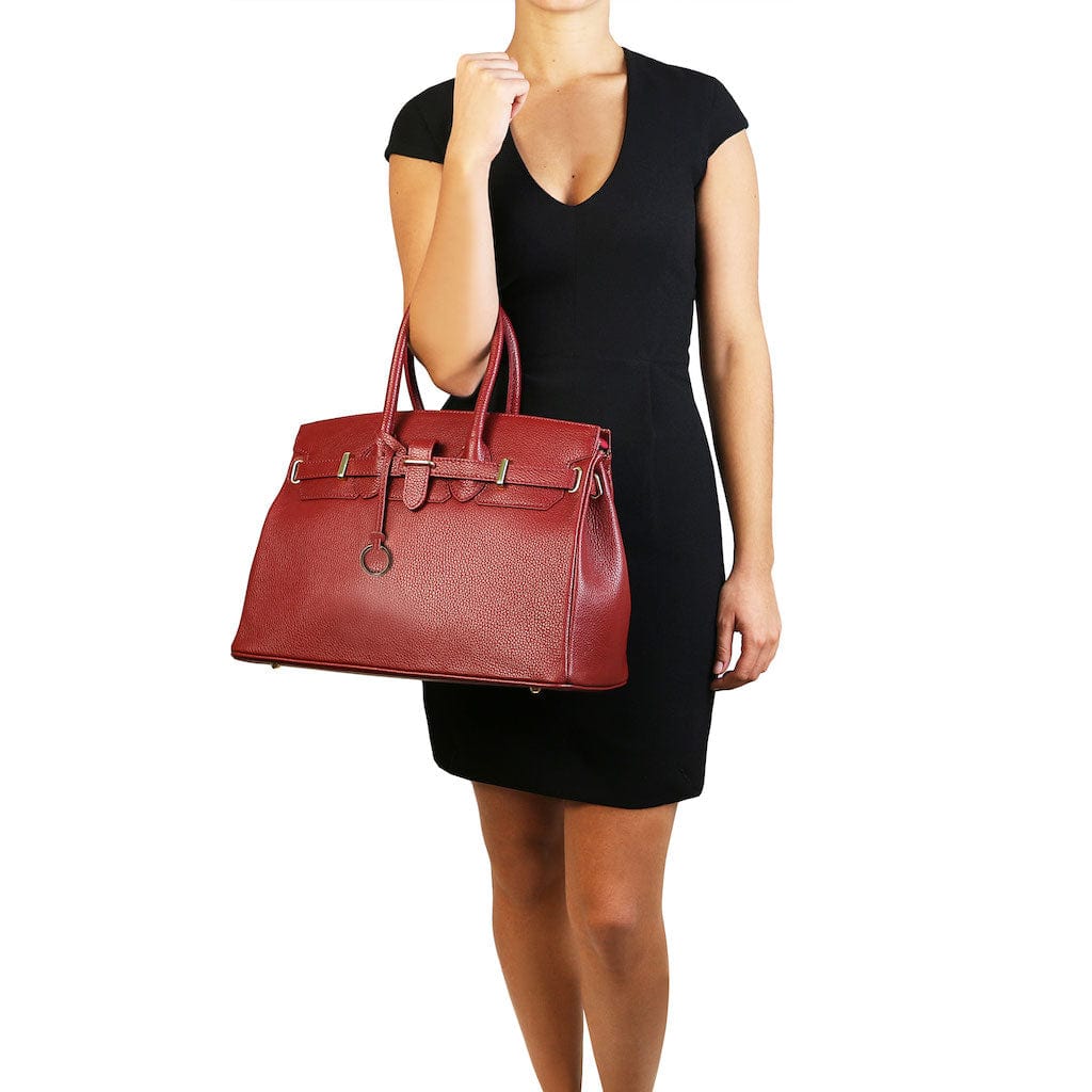 Leather handbags TL Bag - Leather handbag with golden hardware | TL141529 San Rocco Italia