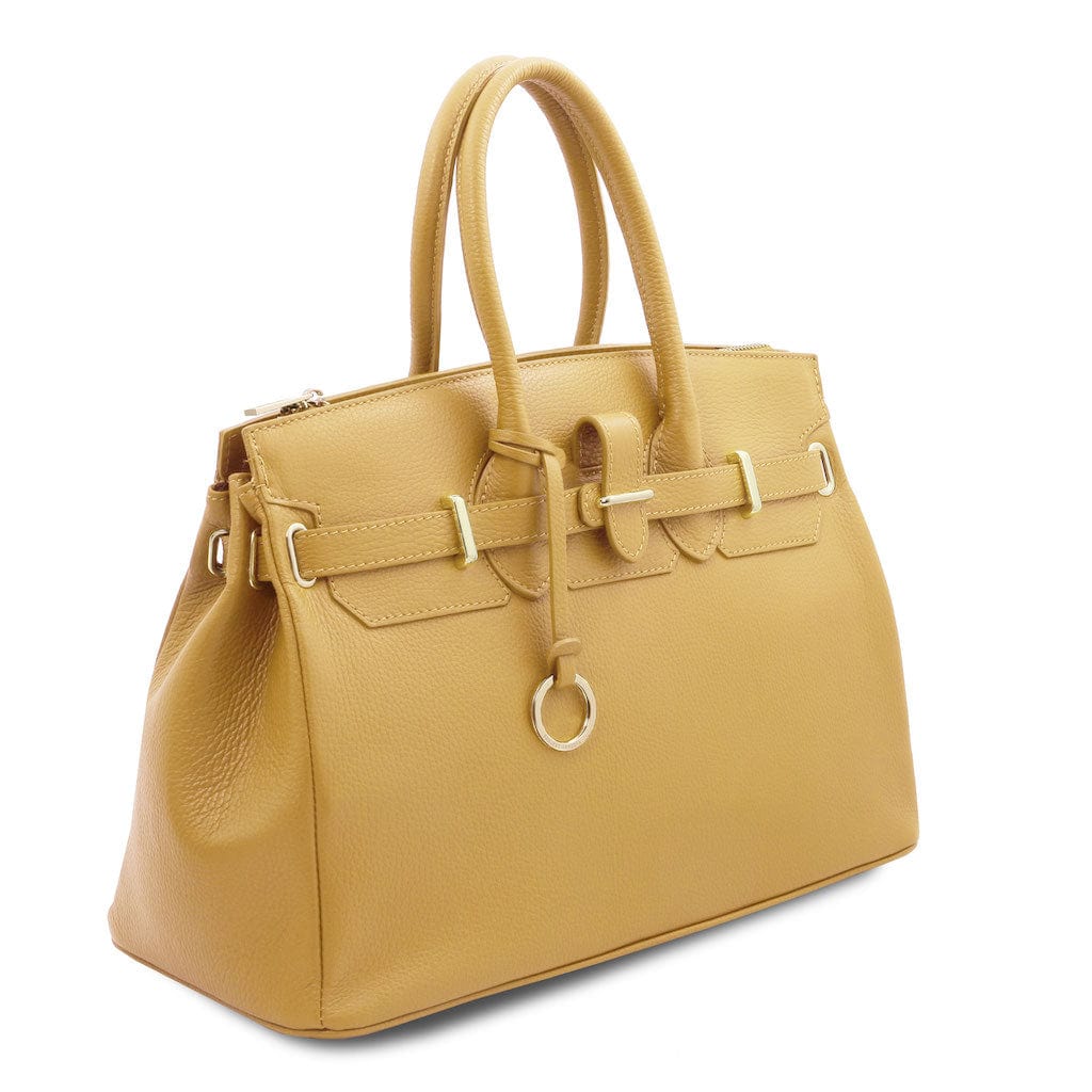 Leather handbags TL Bag - Leather handbag with golden hardware | TL141529 San Rocco Italia