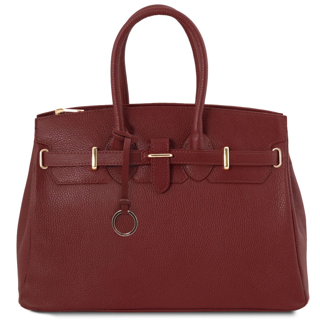 Leather handbags Red TL Bag - Leather handbag with golden hardware | TL141529 San Rocco Italia