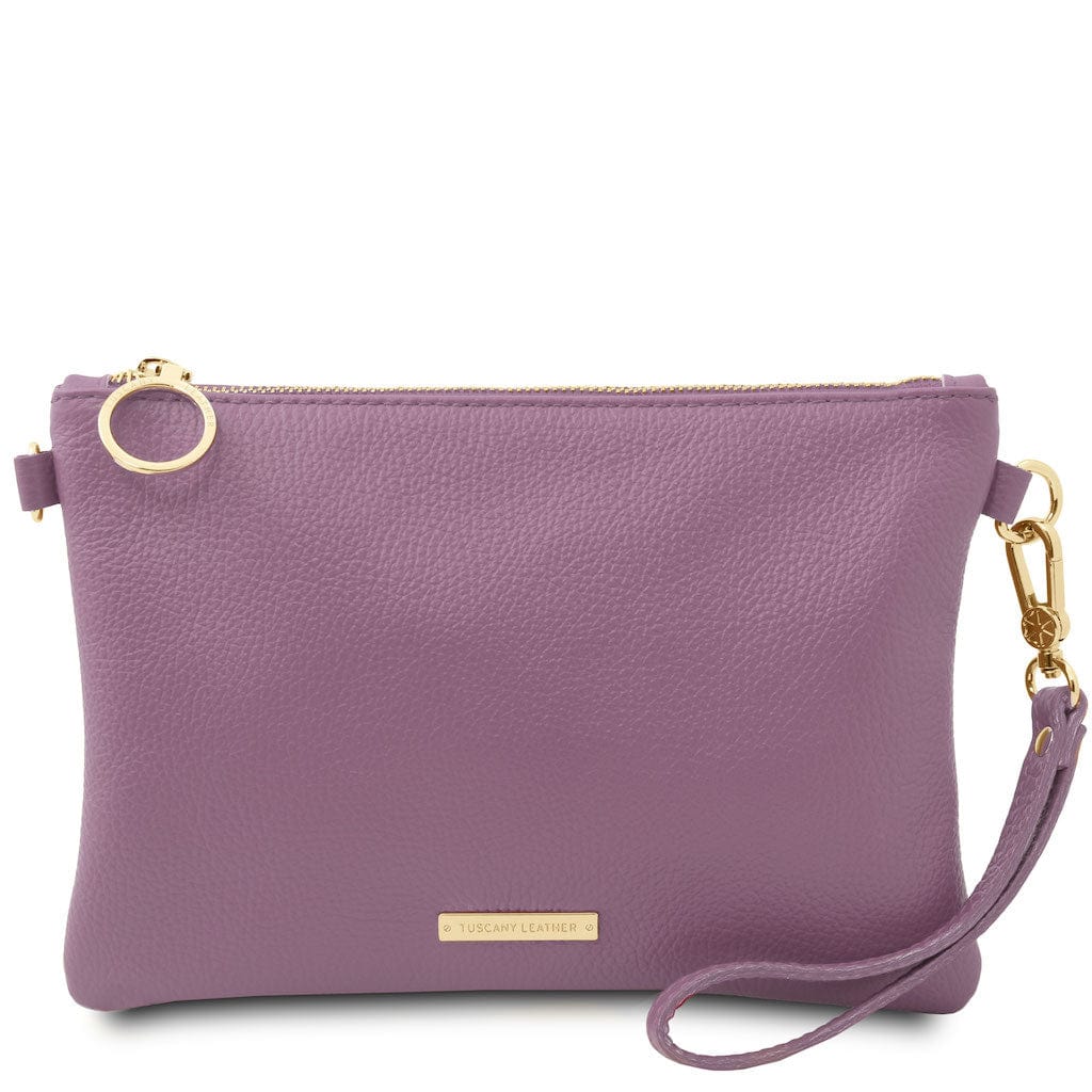 Leather handbags Lilac TL Bag - Soft Italian leather pouch clutch | TL142029 San Rocco Italia