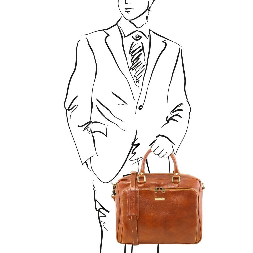 Pisa - Leather laptop briefcase with front pocket | TL141660 - Premium Leather laptop bags - Just €341.60! Shop now at San Rocco Italia