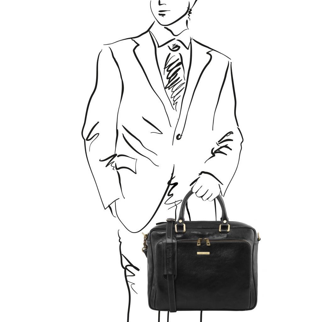 Pisa - Leather laptop briefcase with front pocket | TL141660 - Premium Leather laptop bags - Just €341.60! Shop now at San Rocco Italia