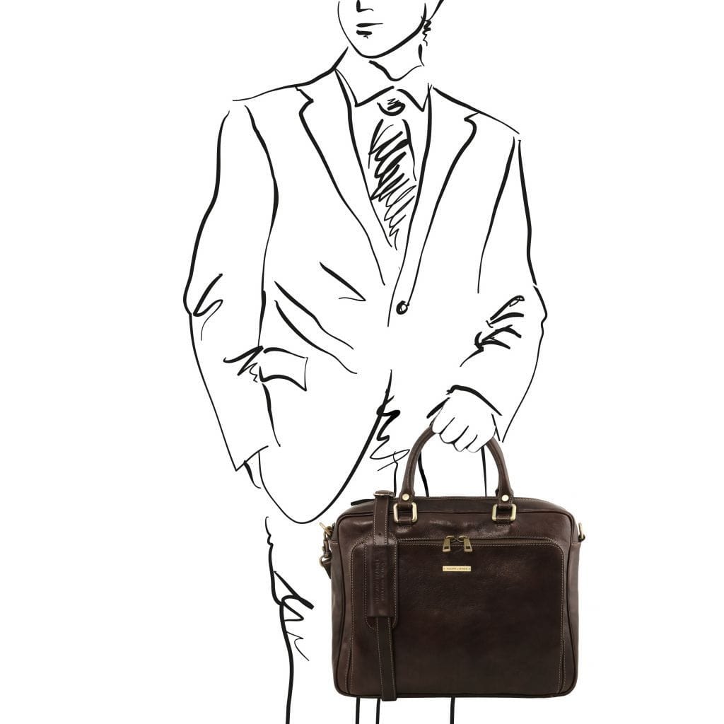 Pisa - Leather laptop briefcase with front pocket | TL141660 - Premium Leather laptop bags - Just €341.60! Shop now at San Rocco Italia