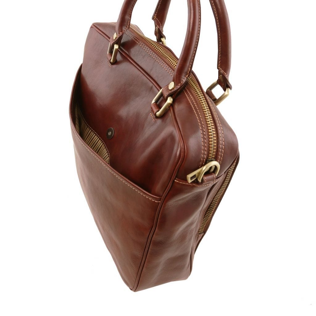Pisa - Leather laptop briefcase with front pocket | TL141660 - Premium Leather laptop bags - Just €341.60! Shop now at San Rocco Italia