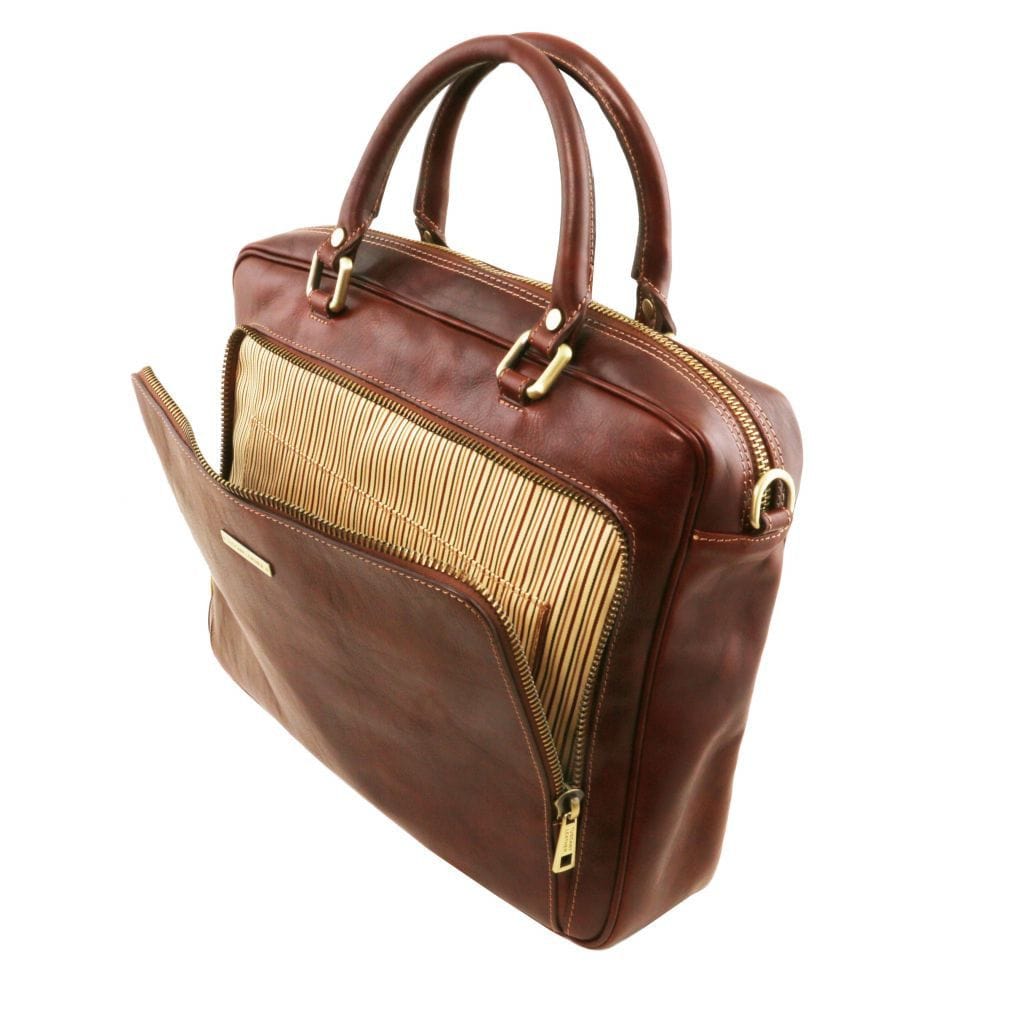 Pisa - Leather laptop briefcase with front pocket | TL141660 - Premium Leather laptop bags - Just €341.60! Shop now at San Rocco Italia
