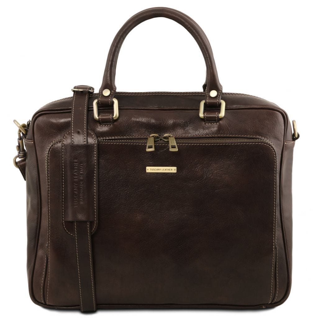 Pisa - Leather laptop briefcase with front pocket | TL141660 - Premium Leather laptop bags - Just €341.60! Shop now at San Rocco Italia