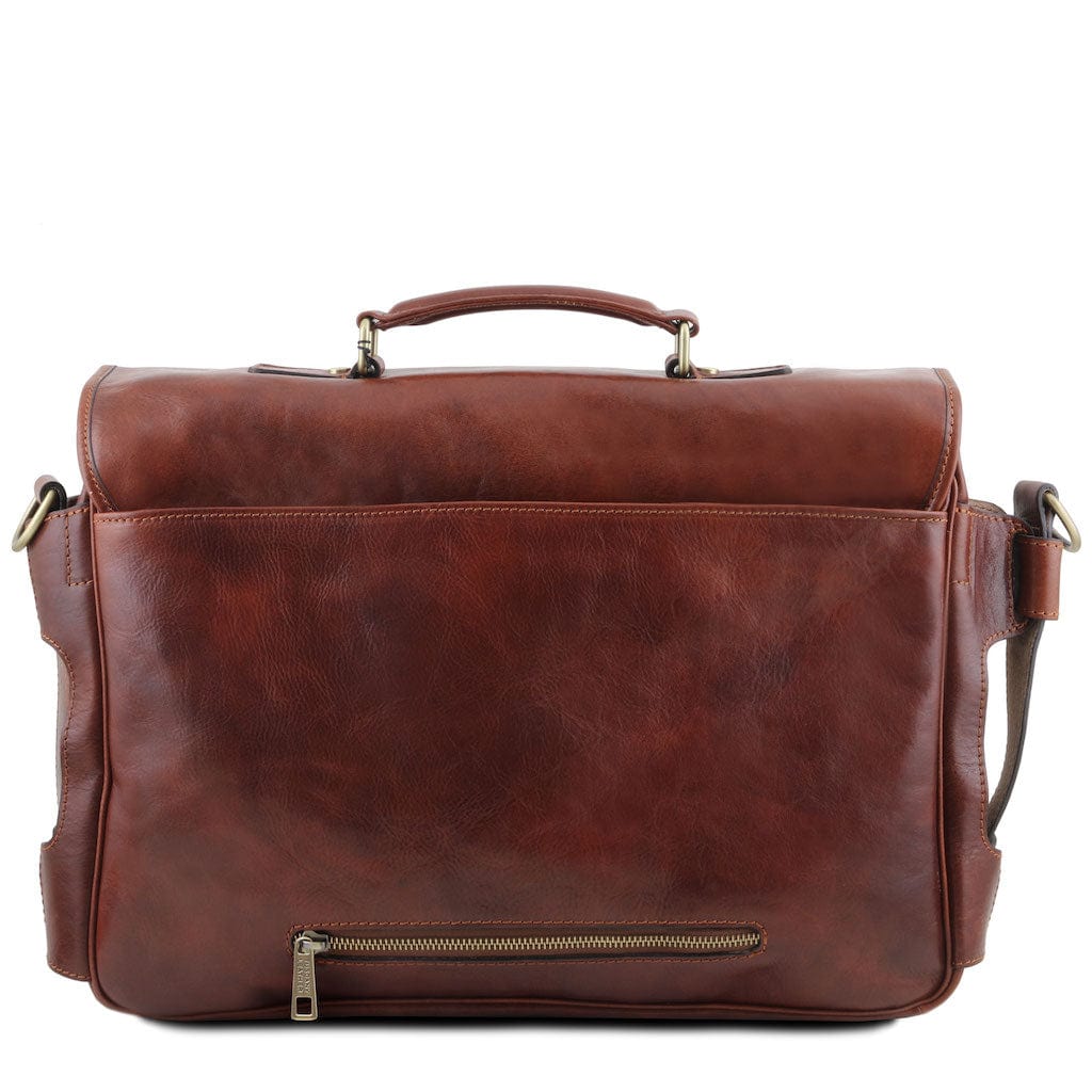 Leather laptop bags Ventimiglia - Leather multi compartment TL SMART briefcase with front pockets | TL142069 San Rocco Italia