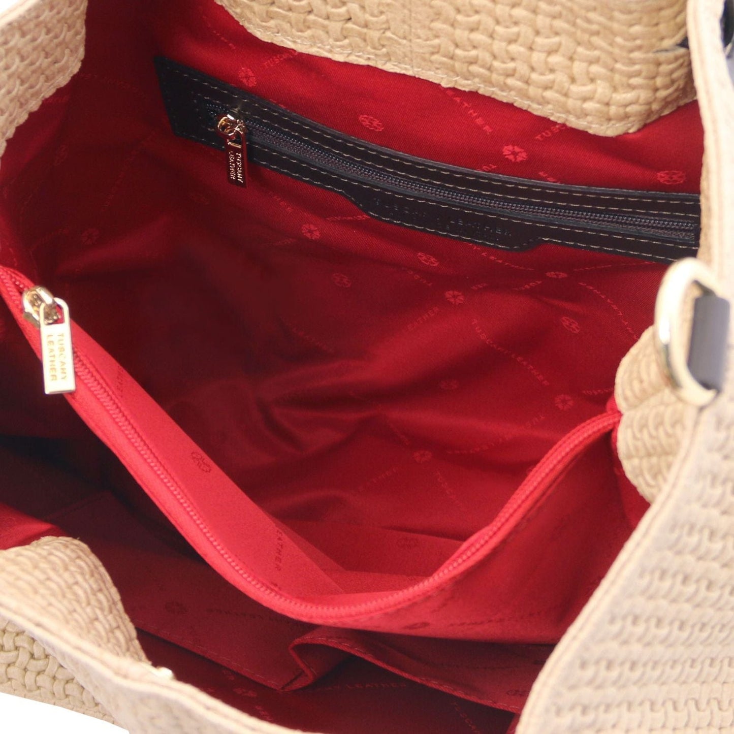 Leather shoulder bags TL KeyLuck - Woven printed leather shopping bag | TL141573 San Rocco Italia