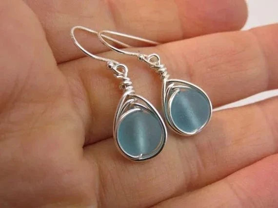 Cerulean Dream Blue Sea Glass Earrings - Premium  - Shop now at San Rocco Italia