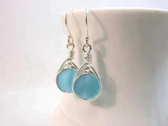 Cerulean Dream Blue Sea Glass Earrings - Premium  - Shop now at San Rocco Italia