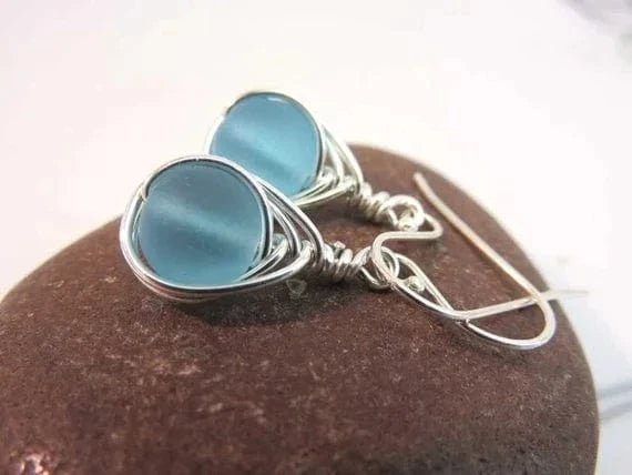 Cerulean Dream Blue Sea Glass Earrings - Premium  - Shop now at San Rocco Italia