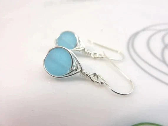 Cerulean Dream Blue Sea Glass Earrings - Premium  - Shop now at San Rocco Italia