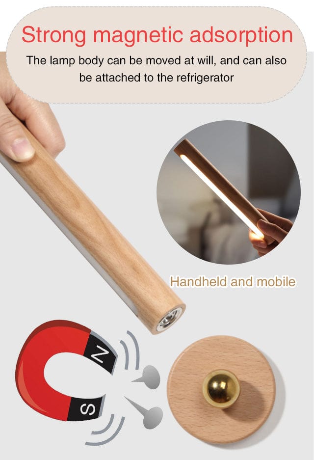 Magnetic LED Wooden Wall Light - 360 Degree Rotatable and Detachable Wall Lamp with Stepless Dimming - Premium - Just €34.95! Shop now at San Rocco Italia