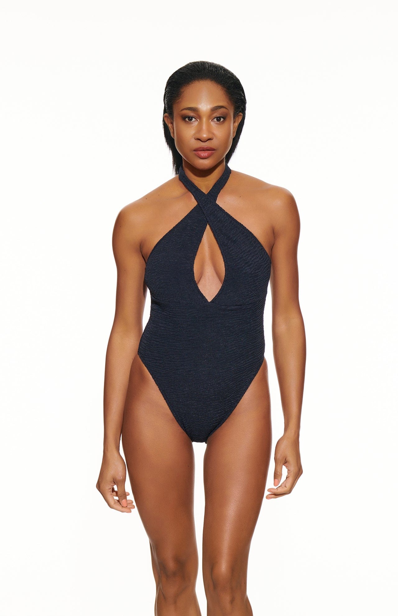one piece swimsuit Black / XS Procida Criss Cross Halter One Piece Swimsuit San Rocco Italia