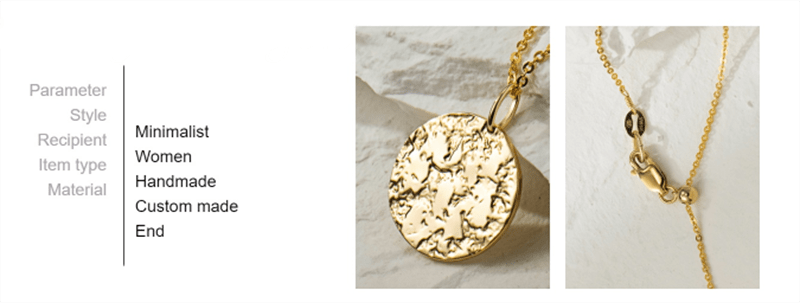 Custom Engraved Gold Necklace with Round Hammered Pendant | 14K Gold Filled - Pendant necklace - San Rocco Italia