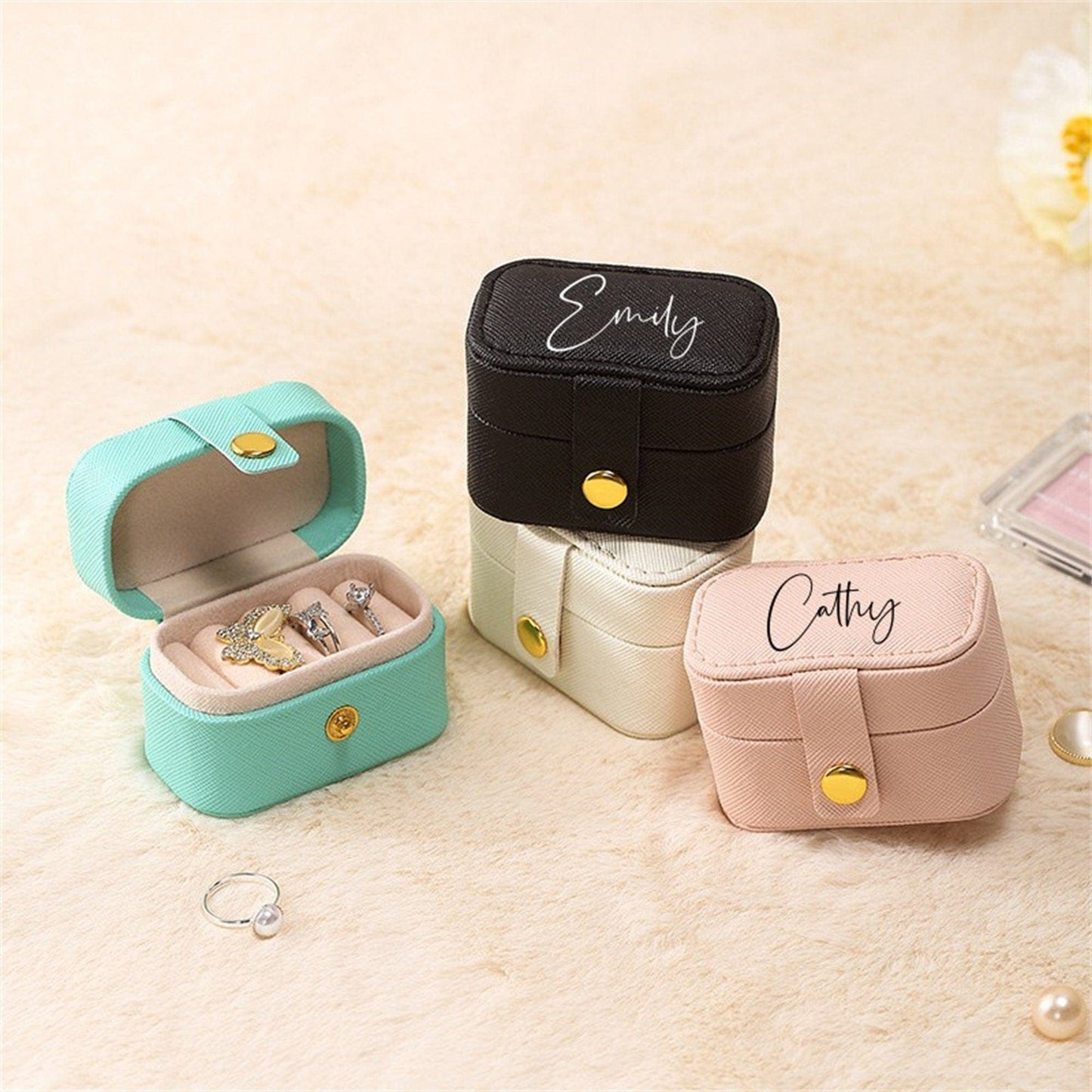 Personalized Mini Jewelry Box | Vegan Leather - - San Rocco Italia