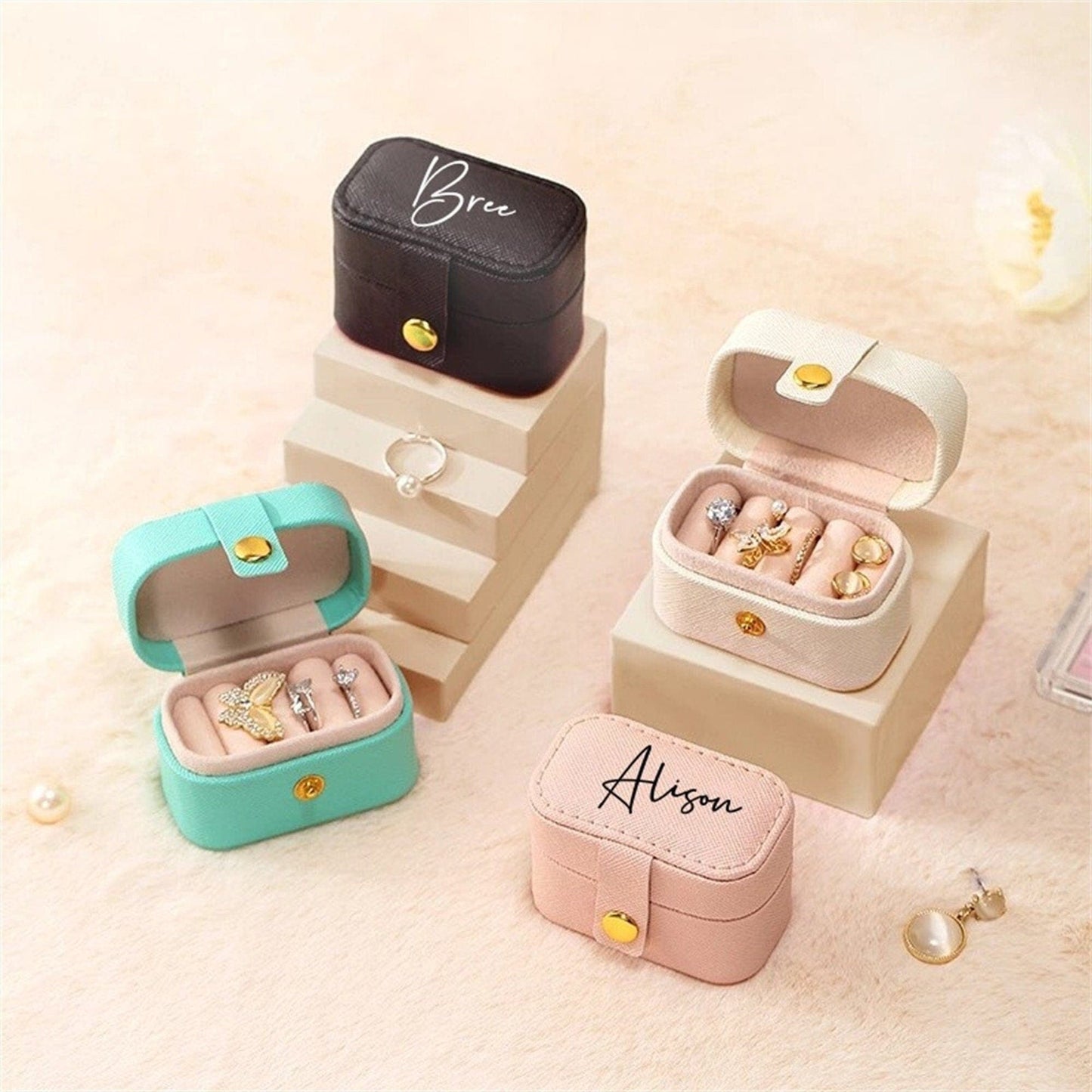 Personalized Mini Jewelry Box | Vegan Leather - - San Rocco Italia
